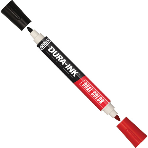 Markal&reg; Dura-Ink&reg; Dual Colour Permanent Ink Marker, Black/Red, Bullet Tip Equipex
