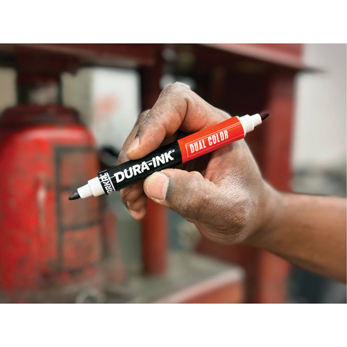 Markal&reg; Dura-Ink&reg; Dual Colour Permanent Ink Marker, Black/Red, Bullet Tip Equipex