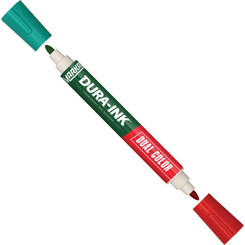 Markal&reg; Dura-Ink&reg; Dual Colour Permanent Ink Marker, Green/Red, Bullet Tip Equipex
