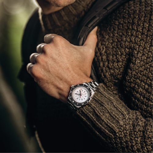 Grande montre automatique de plong&eacute;e &eacute;dition arctique GSAR avec bracelet en acier inoxydable, Num&eacute;rique, &agrave; piles, 41 mm, Argent Equipex