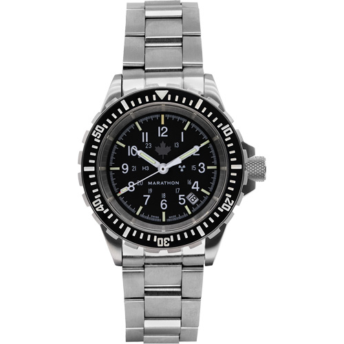 Grande montre automatique de plong&eacute;e avec feuille d'&eacute;rable gris et bracelet en acier inoxydable, Num&eacute;rique, &agrave; piles, 41 mm, Argent Equipex