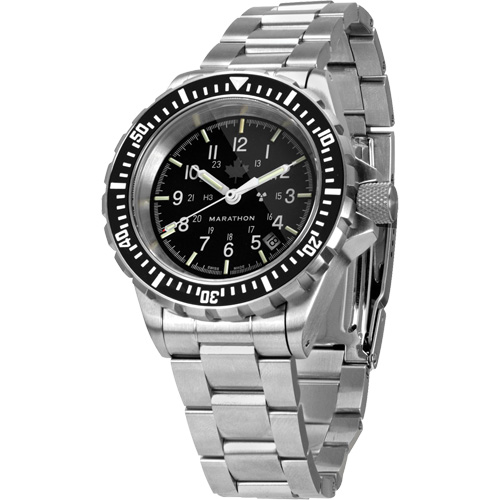 Grande montre automatique de plong&eacute;e avec feuille d'&eacute;rable gris et bracelet en acier inoxydable, Num&eacute;rique, &agrave; piles, 41 mm, Argent Equipex