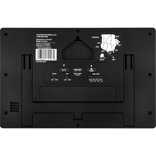 Self-Setting & Self-Adjusting Wall Clock with Stand, Digital, Battery Operated, Black Equipex