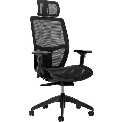 Format+ High-Back Weight-Sensing Synchro-Tilter with Headrest, Mesh, Black, 300 lbs. Capacity Equipex