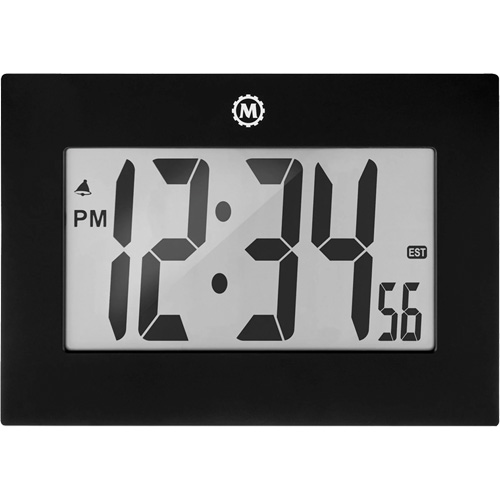 Large Frame Clock, Digital, Battery Operated, 9" W x 1" D x 6.5" H, Black Equipex