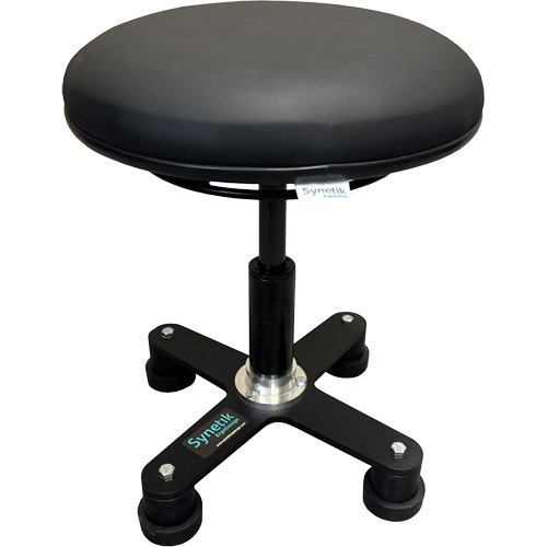 Tabouret ergonomique OmniStool, Mobile, Ajustable, Vinyle Si&egrave;ge, Noir Equipex