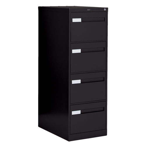 Classeur vertical &agrave; poign&eacute;es encastr&eacute;es, 4 tiroirs, 18.15" la x 26.56" p x 52" h, Noir Equipex
