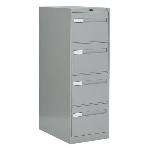 Vertical Filing Cabinet with Recessed Drawer Handles, 4 Drawers, 18.15" W x 26.56" D x 52" H, Grey Equipex