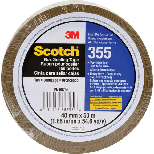 Ruban d'emballage Scotch 355, Adh&eacute;sif Thermofusible, 3,4 mils, 48 mm (1-22/25") x 50 m (164') Equipex
