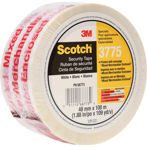 Ruban d'emballage Scotch 3775 avec message, Adh&eacute;sif Thermofusible, 2 mils, 48 mm (1-22/25") x 100 m (328') Equipex