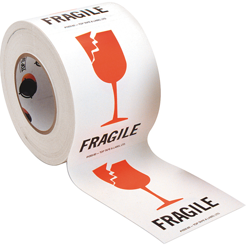 "Fragile" Special Handling Labels, 6" L x 4" W, Red on White Equipex