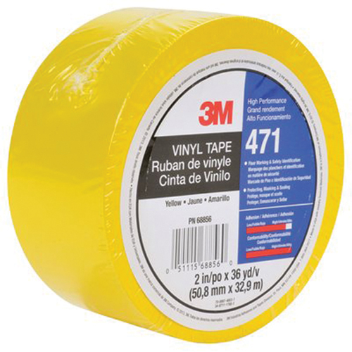 Ruban en vinyle 471, 50,8 mm (2") la x 32,9 m (108') lo, 5,3 mils, Jaune Equipex