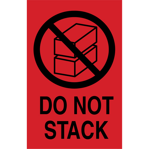 "Do Not Stack" International Shipping Labels, 6" L x 4" W, Black on Red Equipex