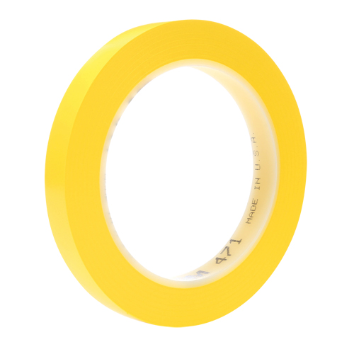 471 Vinyl Tape, 12 mm (1/2") W x 32.9 m (108') L, 5.3 mils, Yellow Equipex