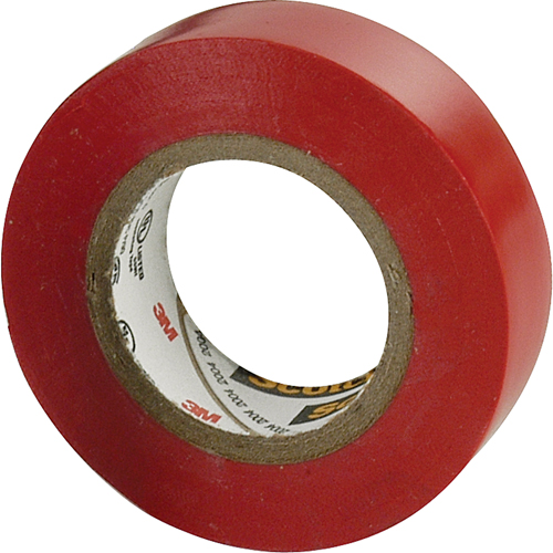 Rubans en vinyle pour codage en couleurs 35 Scotch, 12,7 mm (1/2") x 6,1 m (20'), Rouge, 7 mils Equipex