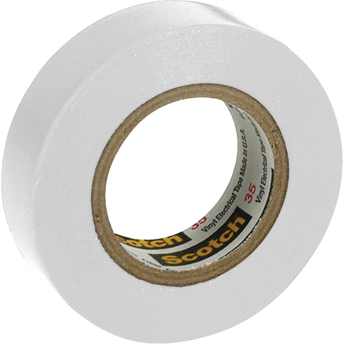 Rubans en vinyle pour codage en couleurs 35 Scotch, 12,7 mm (1/2") x 6,1 m (20'), Blanc, 7 mils Equipex