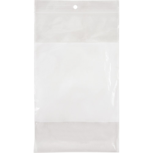 Sacs en poly avec espace inscriptible blanc, Refermable, 8" x 5", 2 mils Equipex