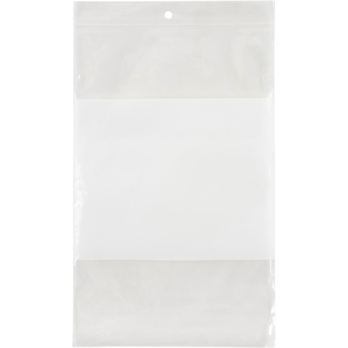 Sacs en poly avec espace inscriptible blanc, Refermable, 9" x 6", 2 mils Equipex
