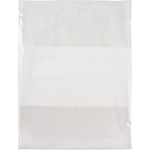 Sacs en poly avec espace inscriptible blanc, Refermable, 15" x 12", 2 mils Equipex