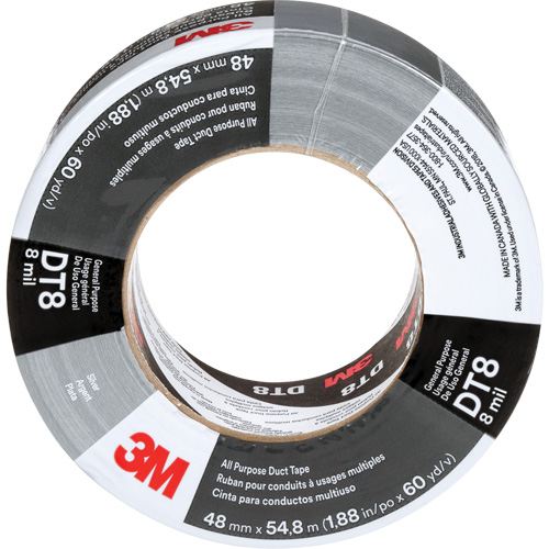 DT8 All-Purpose Duct Tape, 8 mils, Silver, 48 mm (2") x 55 m (180') Equipex