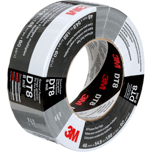 DT8 All-Purpose Duct Tape, 8 mils, Silver, 48 mm (2") x 55 m (180') Equipex