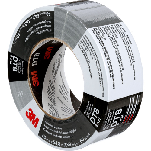 DT8 All-Purpose Duct Tape, 8 mils, Silver, 48 mm (2") x 55 m (180') Equipex
