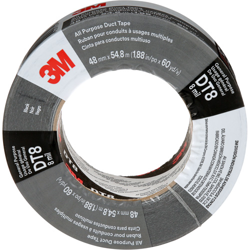 Ruban adh&eacute;sif tout usage DT8, 8 mils, Noir, 48 mm (2") x 55 m (180') Equipex