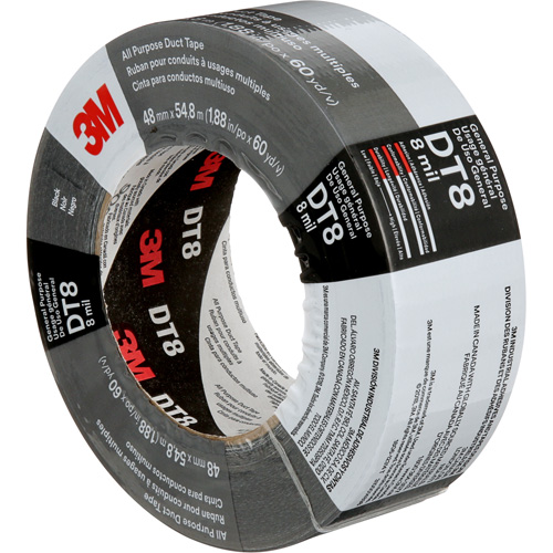 Ruban adh&eacute;sif tout usage DT8, 8 mils, Noir, 48 mm (2") x 55 m (180') Equipex