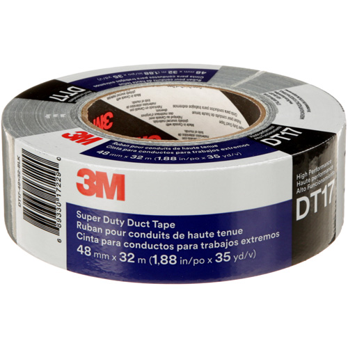 DT17 Super-Duty Duct Tape, 17 mils, Black, 48 mm (2") x 32 m (105') Equipex