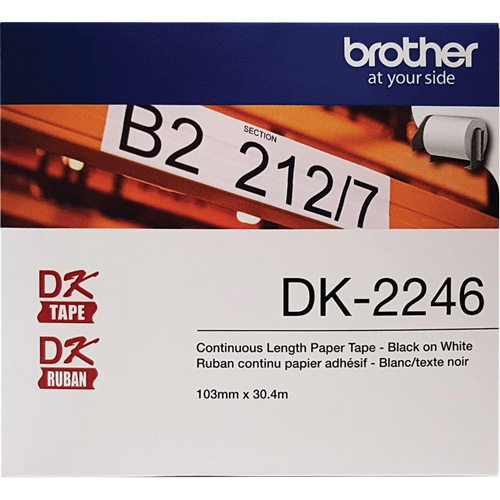 Continuous Paper Tape Labels, 103 mm x 100'/30.4 m, Black on White Equipex