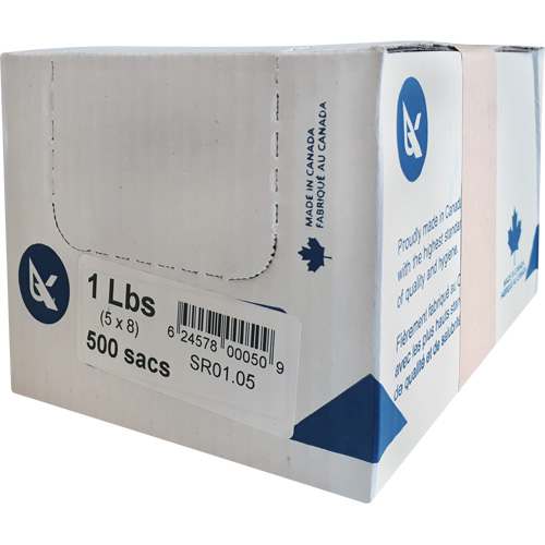 SR Series Food Packaging Bulk Pound Bags, Open Top, 8" x 5", 0.85 mil Equipex