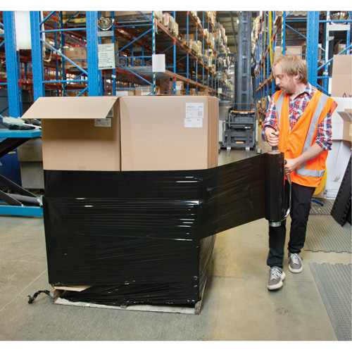 Stretch Wrap, 0.8 Gauge (20.3 micrometers), 18" x 1500', Opaque Black Equipex