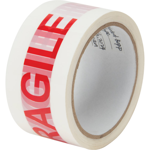 "Fragile" Box Sealing Tape, Hot Melt Adhesive, 2 mils, 48 mm (2") x 100 m (328') Equipex