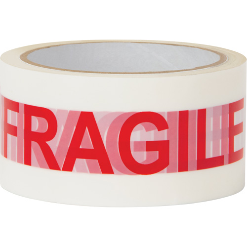 "Fragile" Box Sealing Tape, Hot Melt Adhesive, 2 mils, 48 mm (2") x 100 m (328') Equipex