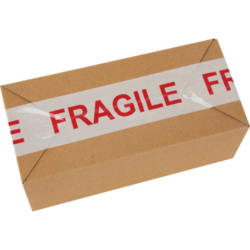 "Fragile" Box Sealing Tape, Hot Melt Adhesive, 2 mils, 48 mm (2") x 100 m (328') Equipex