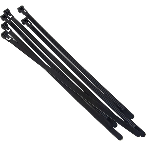 Re-Usable Cable Tie, 8" Long, 50 lbs. Tensile Strength, Black Equipex