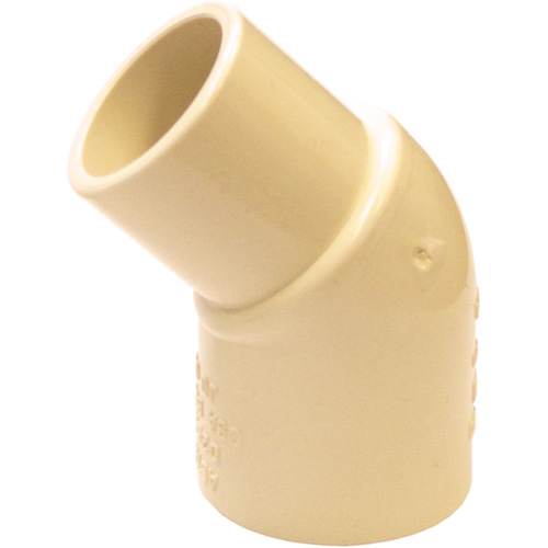 Raccord coude 45° m&acirc;le et femelle Flowguard Gold, Chantepleure x noeud, PVC-C, 1/2" Equipex