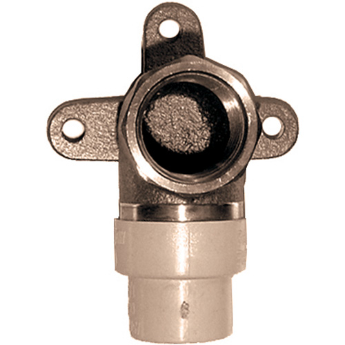 One-Piece 90° Drop Ear Elbow, Hub x FPT, Brass/CPVC, 3/4" Equipex