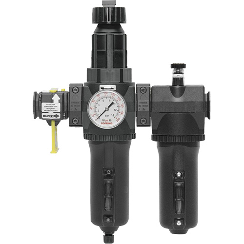 Filtre + r&eacute;gulateur + lubrificateur &agrave; drain manuel avec bol standard et manom&egrave;tre Modulair 400, 3/4" NPT Equipex