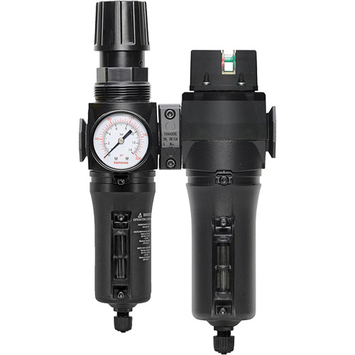 Filtre/r&eacute;gulateur + filtre coalescent drain manuel avec bol en m&eacute;tal Modulair 300, 1/4" NPT, 250 PSI, Capacit&eacute; de 5,1 oz liq. Equipex