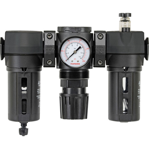 Filtre, d&eacute;tendeur & lubrificateur Modulair 200 avec drain manuel & bol standard, 3/8" NPTF Equipex