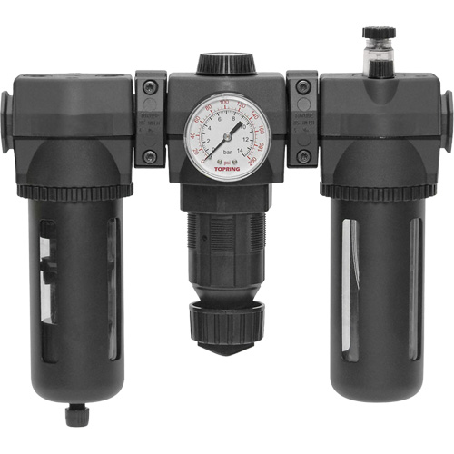 Filtre, d&eacute;tendeur & lubrificateur Modulair 400 avec drain manuel & bol standard, 3/4" NPTF Equipex
