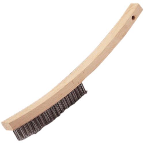 Curved Handle Hand Scratch Brush, Stainless Steel, 4 X 20 Wire Rows, 17" Long Equipex