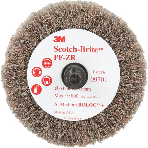 Scotch-Brite Roloc Cut and Polish Flap Brush, PF-ZR, Aluminum Oxide, Medium Grit, 2-1/2" x 1-1/4" Equipex
