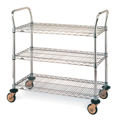 Standard-Duty Utility Cart With Wire Shelves, Chrome Plated, 24" x 39" x 24", 375 lbs. Capacity Equipex