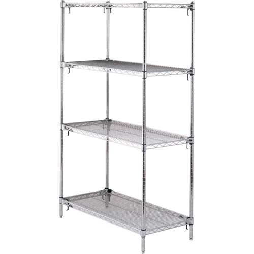 ETAGERE,4 TABL18X36X63,CHROME,800LB/TABL., Tiers 4, 36" la x 63" h x 18" p Equipex