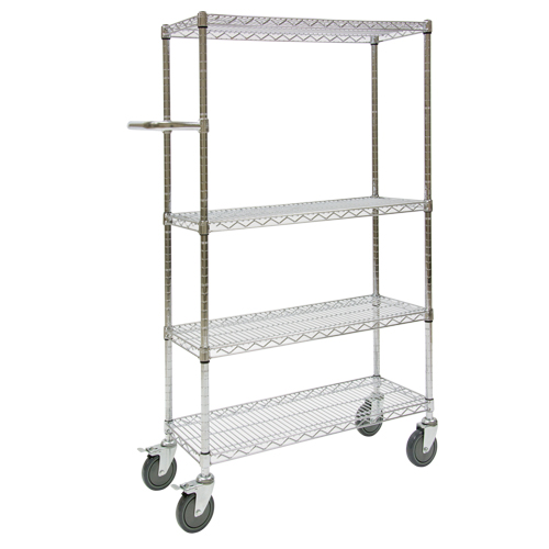 Push Cart, Chrome Plated, 30" x 60" x 14", 800 lbs. Capacity Equipex