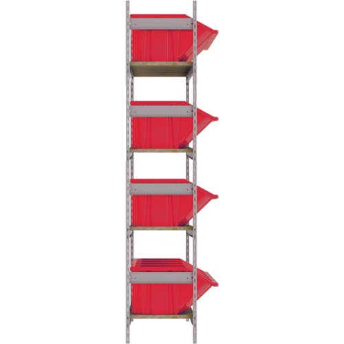 Wide Span Shelving with Jumbo Plastic Bins, Steel, Boltless, 800 lbs. Capacity, 66" W x 72" H x 18" D Equipex