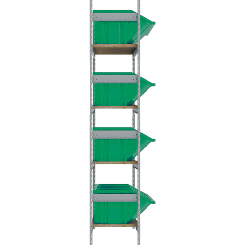 Wide Span Shelving with Jumbo Plastic Bins, Steel, Boltless, 800 lbs. Capacity, 66" W x 72" H x 18" D Equipex