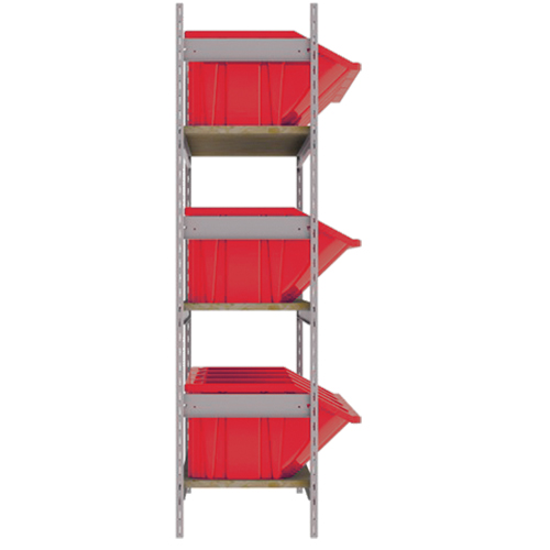 Wide Span Shelving with Jumbo Plastic Bins, Steel, Boltless, 800 lbs. Capacity, 66" W x 60" H x 18" D Equipex